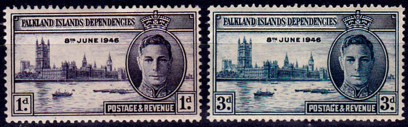 FALKLAND ISLANDS DEPENDENCIES 1946, 4 Oct. END OF WWII, set, MH CV +/-R 30.00 view scans