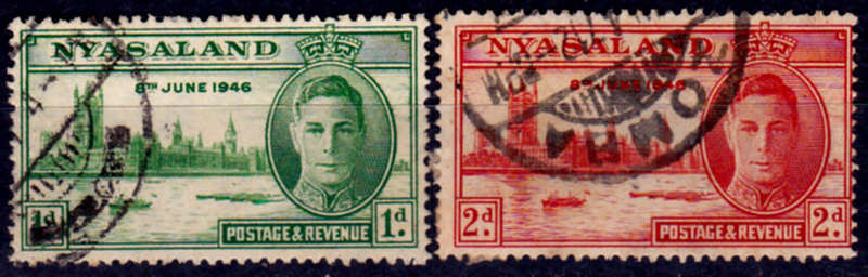 NYASALAND 1946, 16 Dec. END of WWII, set, UH, CV +/-R 10.00 view scans