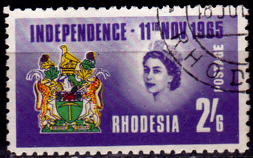 RHODESIA 1965, 8 Dec. INDEPENDENCE, single, UH, CV R 3.50, view scans