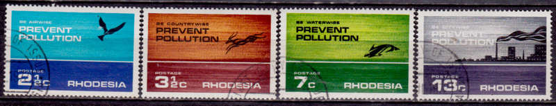 RHODESIA 1972, 17 July. PREVENT POLUTION, set, UH, CV R 23.00, view scans