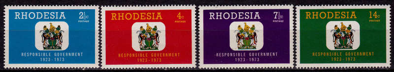 RHODESIA 1973, 10 Oct. 50th ANNIV RESPONSIBLE GOVERNMENT, set, MH, CV R 38.00, view scans