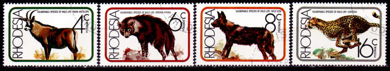 RHODESIA 1976, 21 July. VULNERABLE SPECIES OF WILDLIFE, set, UNH, CV R 10.00, view scans