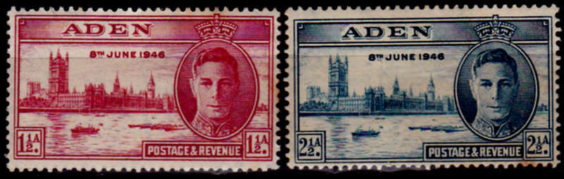 ADEN 1946, 15 Oct. PEACE, set, MH CV +/-R 10.00 view scans