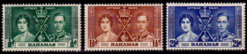 BAHAMAS 1937, 12 May. CORONATION KGVI and QE, set, MH, CV +/- R 20.00 view scans