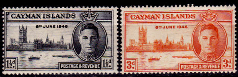 CAYMAN ISLANDS 1946, 26 Aug. KGVI and UK PARLIAMENT, set, MH CV +/-R 10.00 view scans