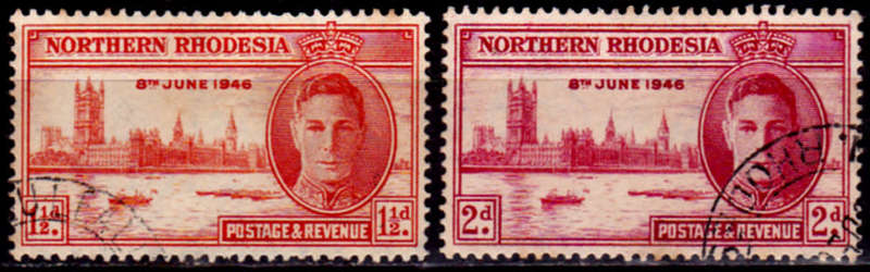 NORTHERN RHODESIA 1946, 26 Nov. VICTORY ISSUE, set, UH, CV R 30.00 view scans