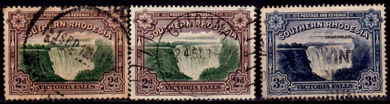 SOUTHERN RHODESIA 1935-1941, LARGE FALLS, set, UH, CV R372.00, view scans