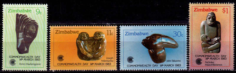 ZIMBABWE 1983, 14 March. COMMONWEALTH DAY - SCULPTURES, set, MNH, CV +/- R 54.00 view scans