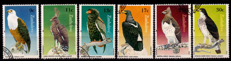ZIMBABWE 1984, 10 Oct. BIRDS OF PREY, set, UH, CV +/- R 180.00 view scans