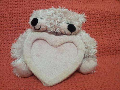 Twin Girly Teddies Holding a Photo Frame