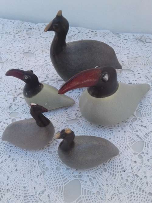 5 Ceramic bird ornaments