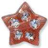 Red plastic sparkle star bead (25)