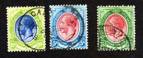 Union of South Africa. 1913 King¿s Heads 2/6, 5/=, 10/=. Fine used