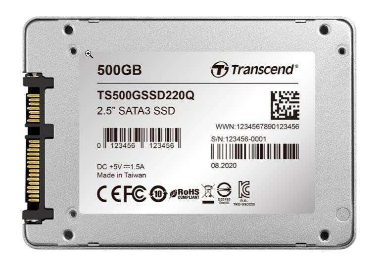Transcend 500 GB 2.5`` SATA3 SSD220Q SSD Drive