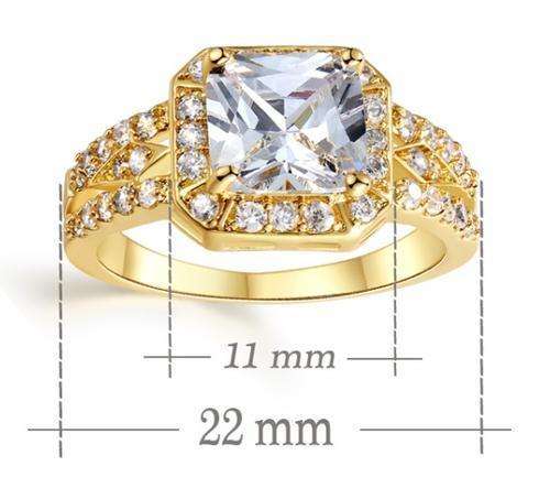 Exquisite 18K Gold Plated Micro Inlay Clear Sim Diamond Ring - Size 7