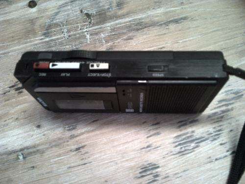 Vintage SANYO micro casette recorder with cassette and in working order