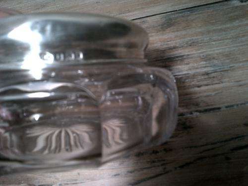 Antique 1918 glass powder bowl with solid silver lid