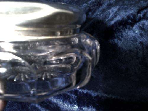 Antique 1918 glass powder bowl with solid silver lid