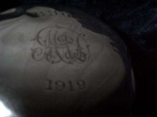 Antique 1918 glass powder bowl with solid silver lid