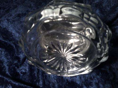Antique 1918 glass powder bowl with solid silver lid
