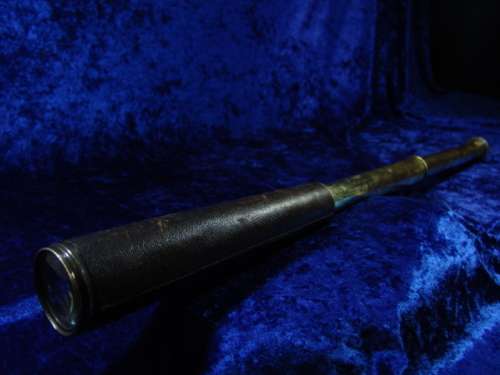 Vary rare 1800's Antique Brass and Leather bound two draw Telescope by L. Casella. FREE SHIPPING