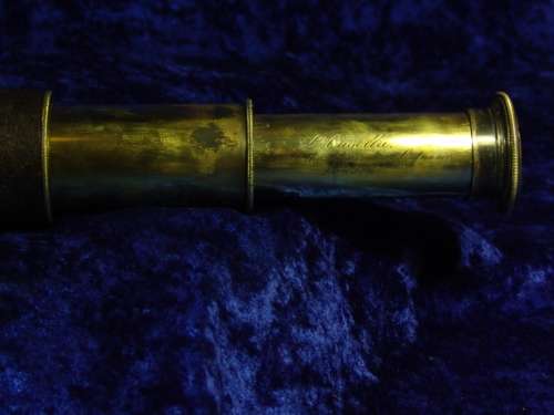 Vary rare 1800's Antique Brass and Leather bound two draw Telescope by L. Casella. FREE SHIPPING