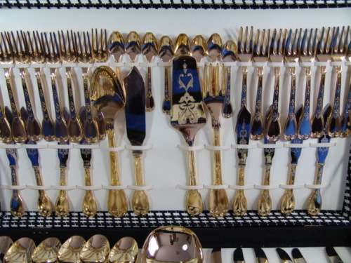 Vintage 61 - Piece 24ct Gold plated Cutlery Set  in original box- Italy. FREE SHIPPING