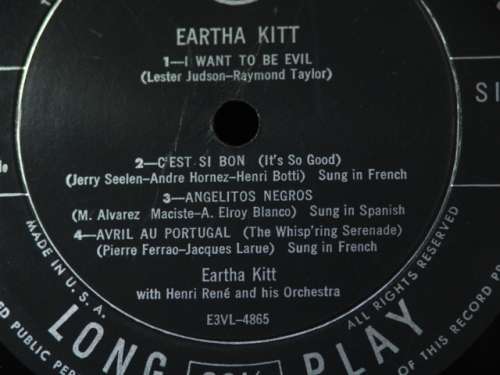 RCA Victor Presents - Eartha Kitt LP, record