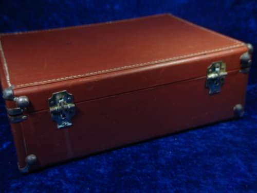 Vintage Brown Faux Leather Travelling Suitcase - excellent condition