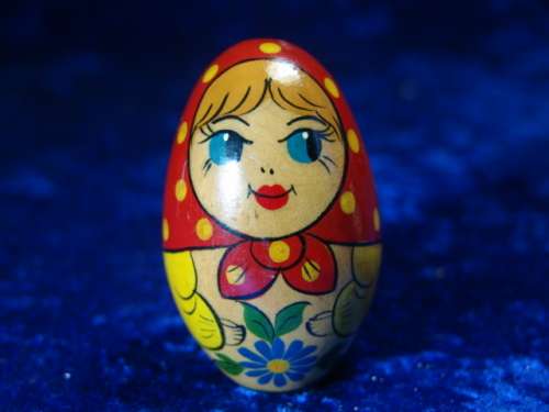 Vintage Russian Wooden Egg Doll - Matryoska