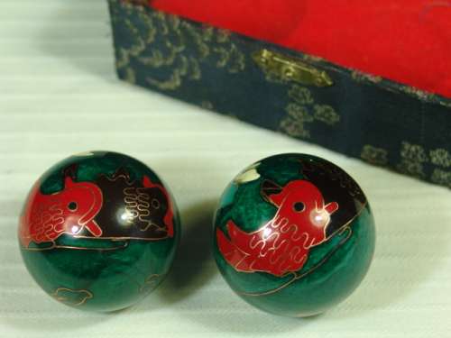 Vintage Chinese Musical Health / Stress Balls in Original Box