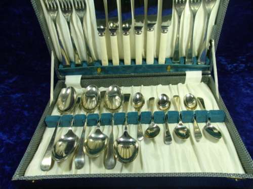 Vintage Sipelia Rustless Nickel Silver and bone handle 24 piece Cutlery Set - Sheffield