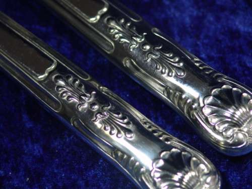 Vintage Queens Style Stainless Steel Carving Knife and Fork set from the 1970's