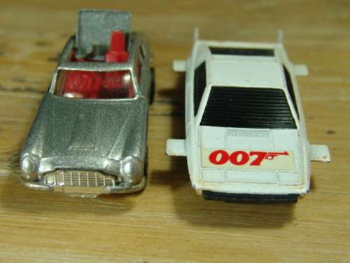 Two Vintage die cast Corgi Juniors - James Bond 007 - Lotus and Aston Martin  with ejector  seat