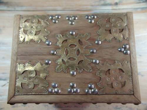 Vintage Wood and Brass Jewelry Box