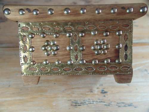 Vintage Wood and Brass Jewelry Box