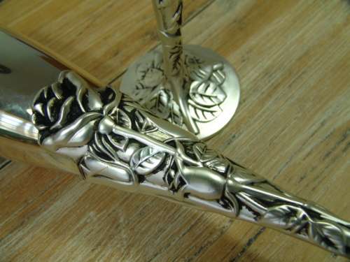 Vintage silver plated Champagne Flutes, Emess - satin rose by Godinger - mint in box