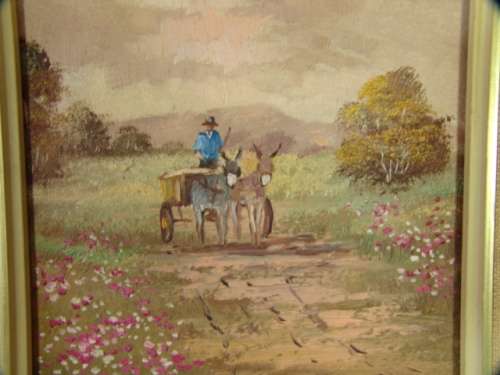 Set of three rare Vintage June Tuckett original framed oil on board Paintings - Pristine condition