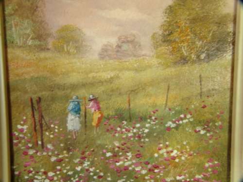 Set of three rare Vintage June Tuckett original framed oil on board Paintings - Pristine condition