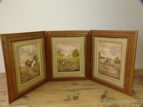 Set of three rare Vintage June Tuckett original framed oil on board Paintings - Pristine condition