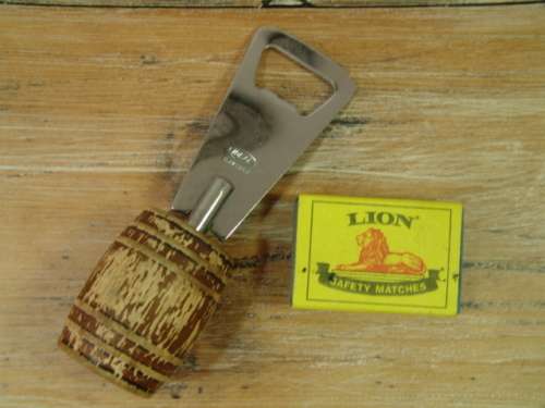 Bottle opener with barrel shaped handle