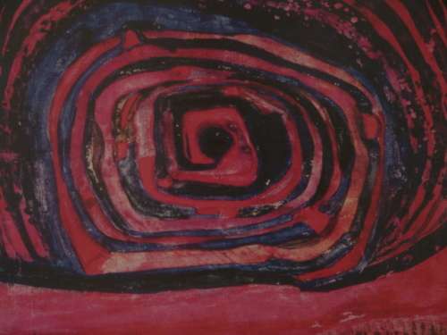 Vintage Abstract print in Glass and Framed - 1960's