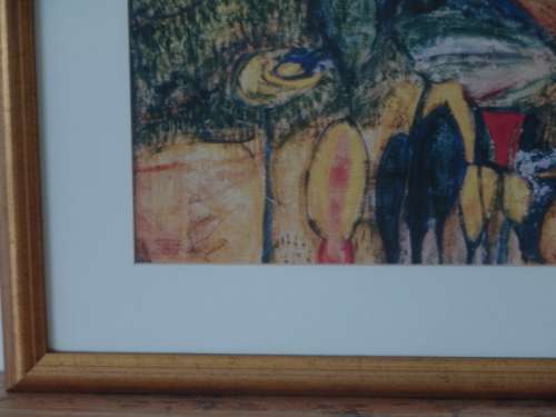 Vintage Abstract print in Glass and Framed - 1960's