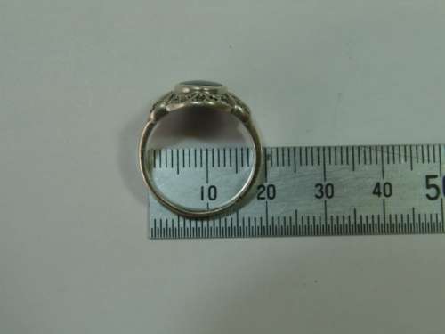 Vintage 925 Silver Art deco Ring with round black Onyx stone