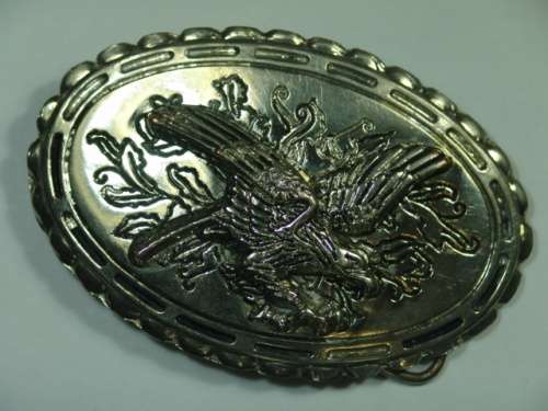 Large vintage metal Chromed belt Buckle - Eagle motive