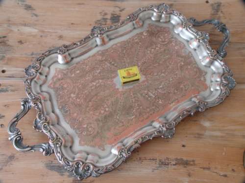 Large vintage EPNS butlers Tray with raised detail, perfect for decorating or arts project, 1930's