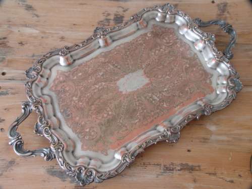 Large vintage EPNS butlers Tray with raised detail, perfect for decorating or arts project, 1930's
