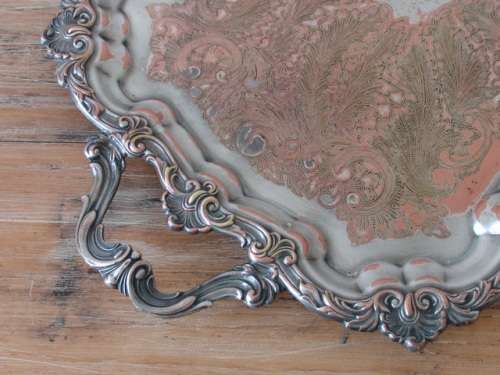 Large vintage EPNS butlers Tray with raised detail, perfect for decorating or arts project, 1930's