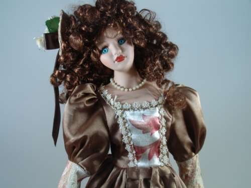 Vintage large Porcelain Doll with stand - large 53cm high