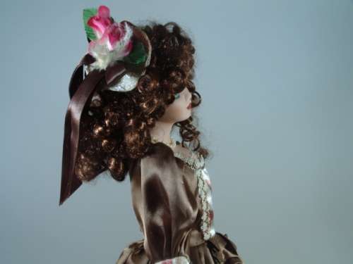 Vintage large Porcelain Doll with stand - large 53cm high